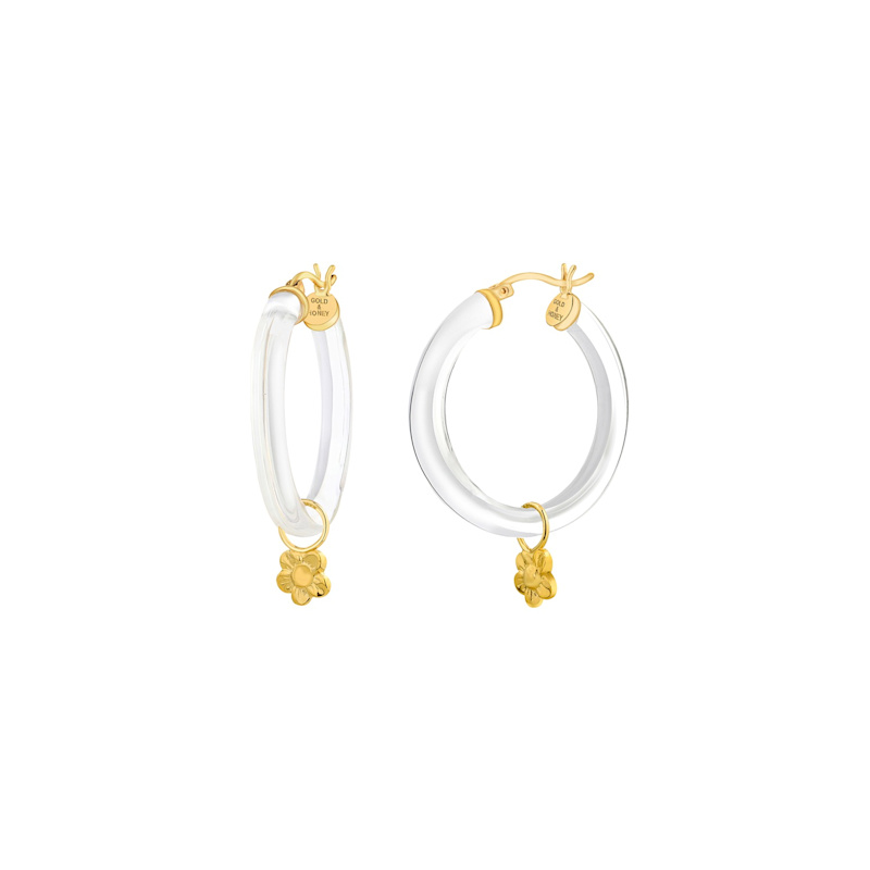 Thumbnail of Flower Charm Hoop Earrings image