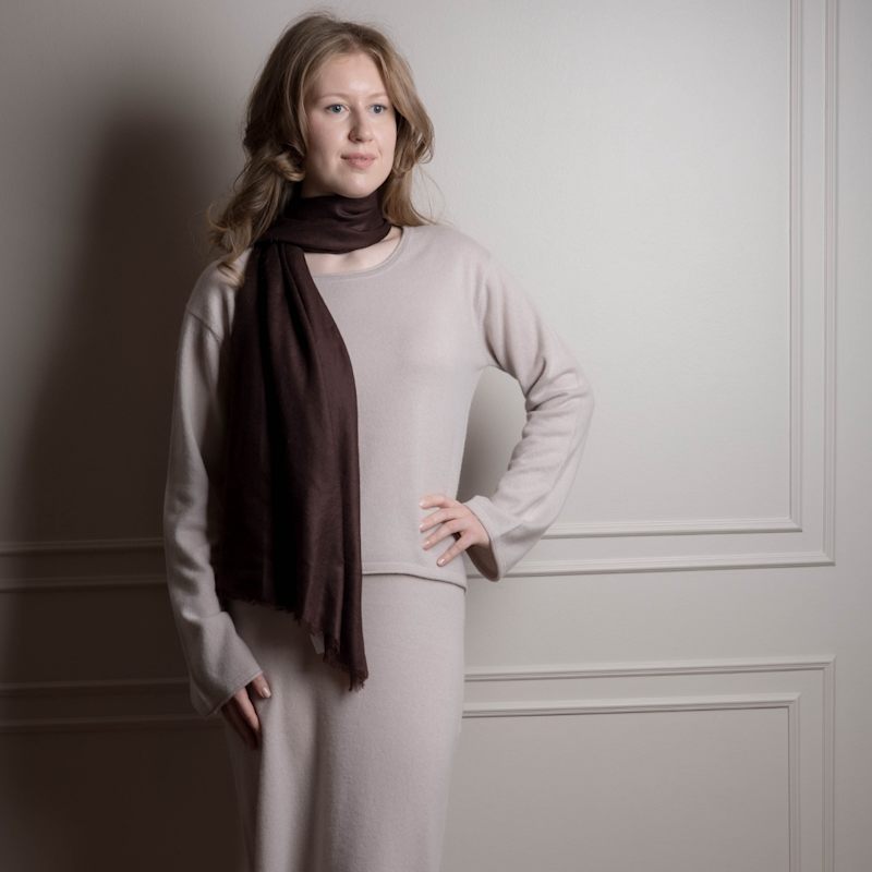 Thumbnail of Ultralight Cashmere Shawl In Brown image