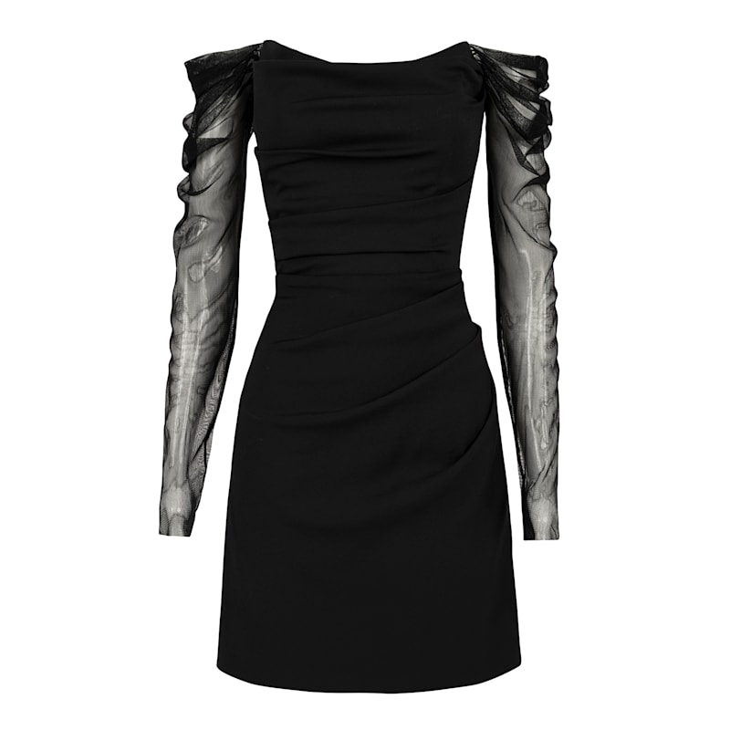Thumbnail of Umbra Black Wool Off-Shoulder Mini Dress image