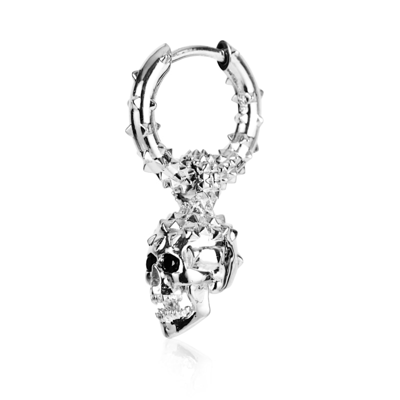 Thumbnail of Skull Hoop Earrings – Silver image