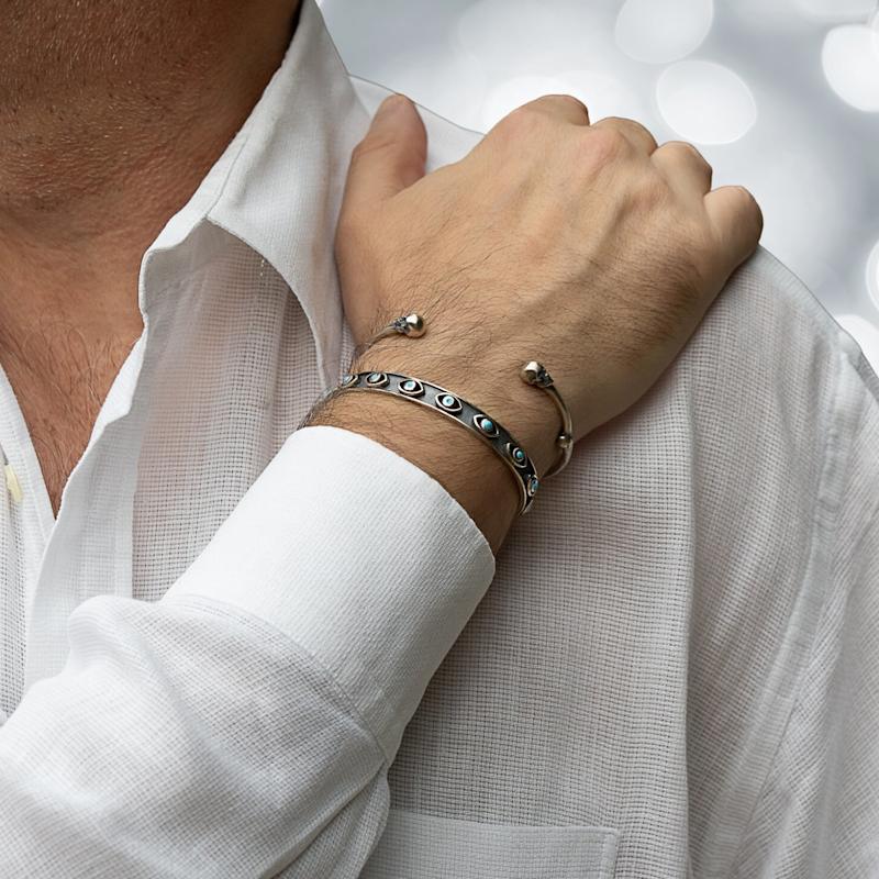 Thumbnail of Unique Skull Sterling Silver Cuff Bracelet - Silver image
