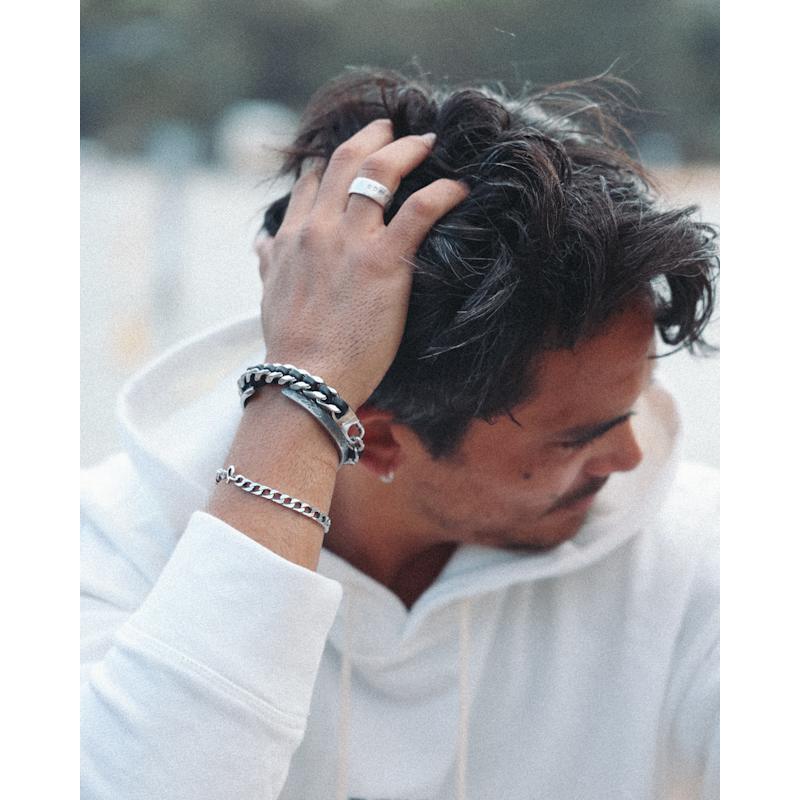 Thumbnail of Unisex Leather Braid Bold Bracelet - Gold image
