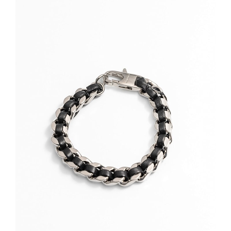 Thumbnail of Unisex Leather Braid Bold Bracelet - Gold image