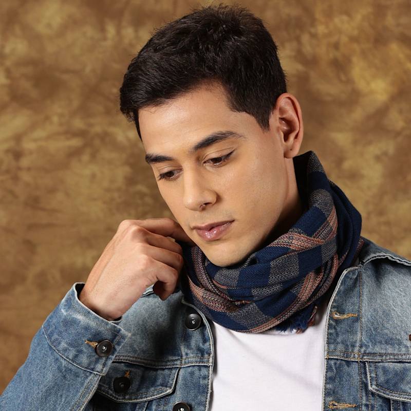 Thumbnail of Navy Blue Tartan Plaid Wool Scarf image