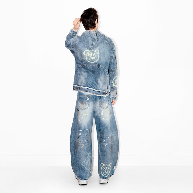 Universal Fit Graffiti Teddy Bear Custom Distressed Denim Hoodie | x ...