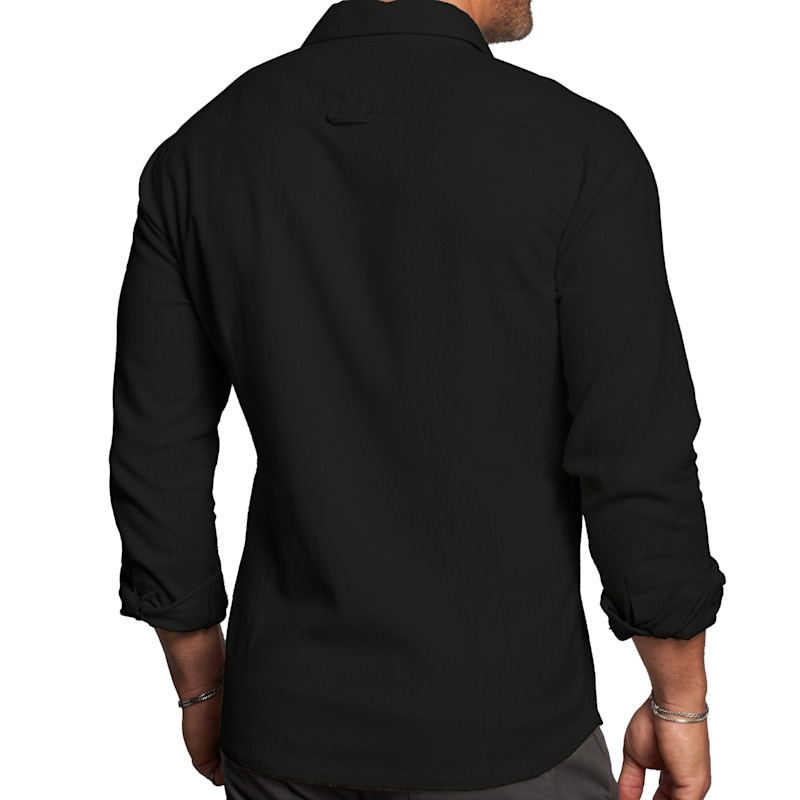 Weston Jon Boucher Untucked Tailored Slim Fit Button-up Men Shirt Obsidian - Black