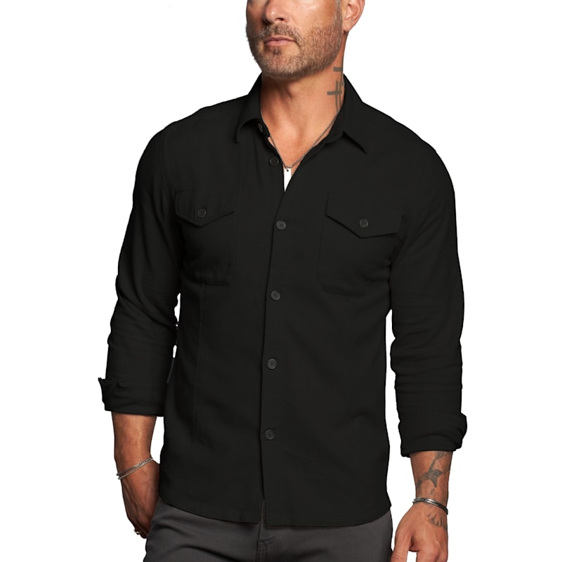 knee length dresses for ladies Wrinkle-Free Castello Shirt Navy
