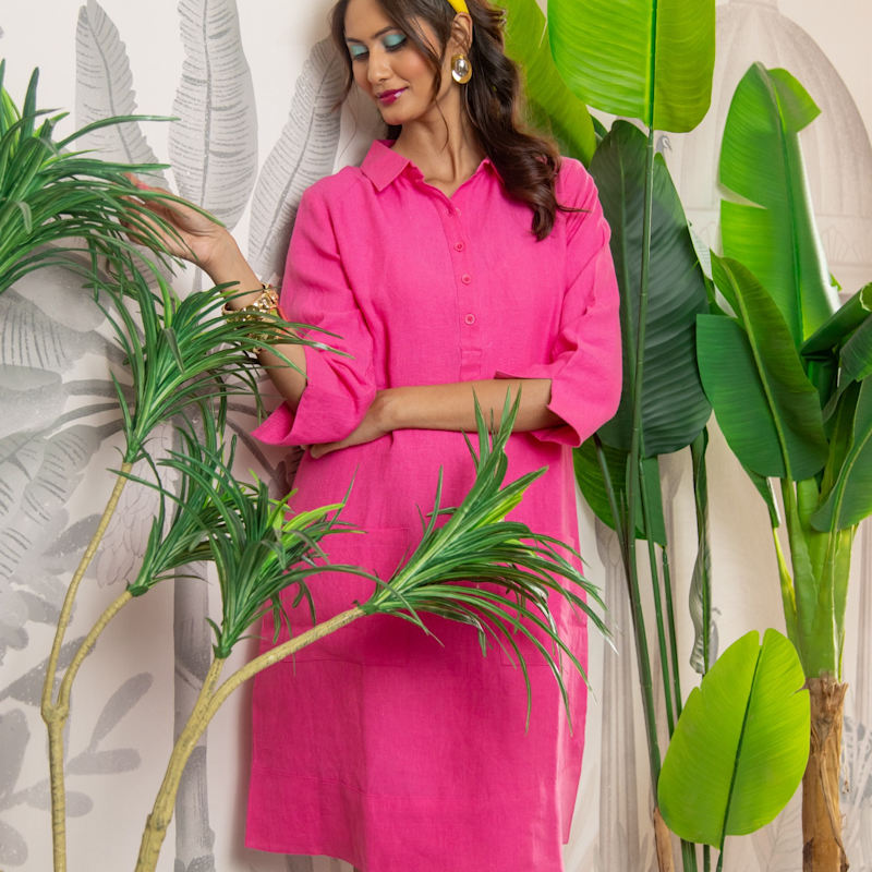 Up Town Linen Shirt Dress - Peony Pink | NoLoGo-chic | Wolf & Badger