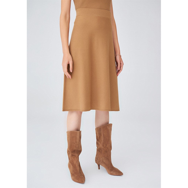 Thumbnail of Casual Cashmere Blend Knitwear Midi Flare Skirt - Camel image