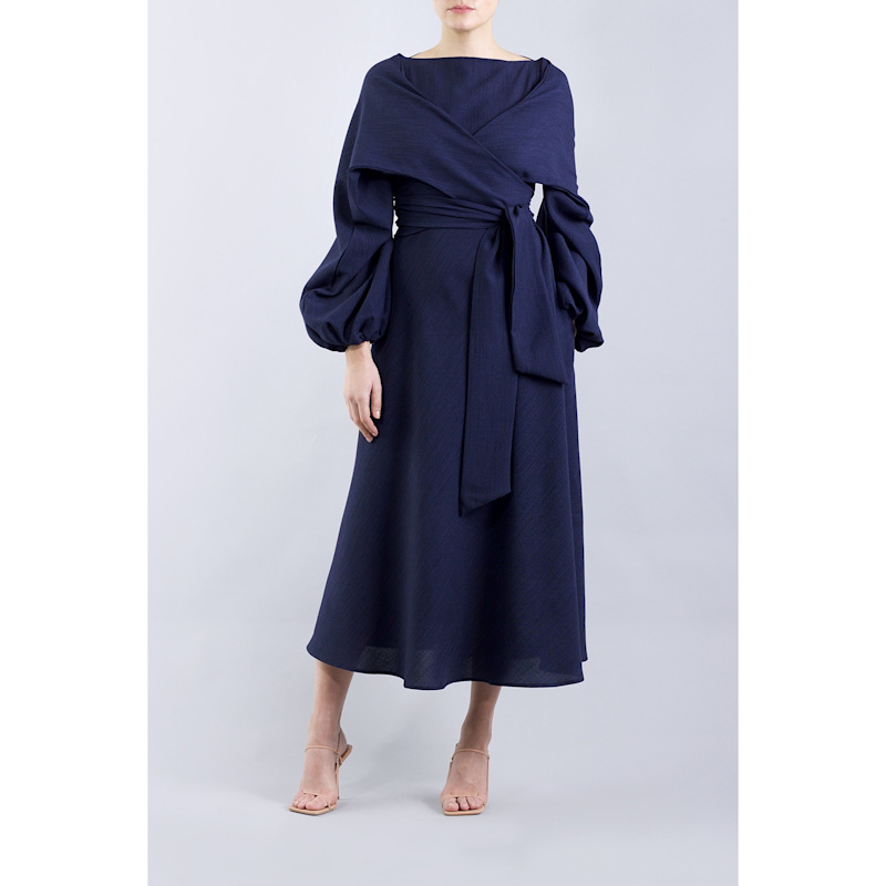 Thumbnail of Crawford Navy Midi Dress image