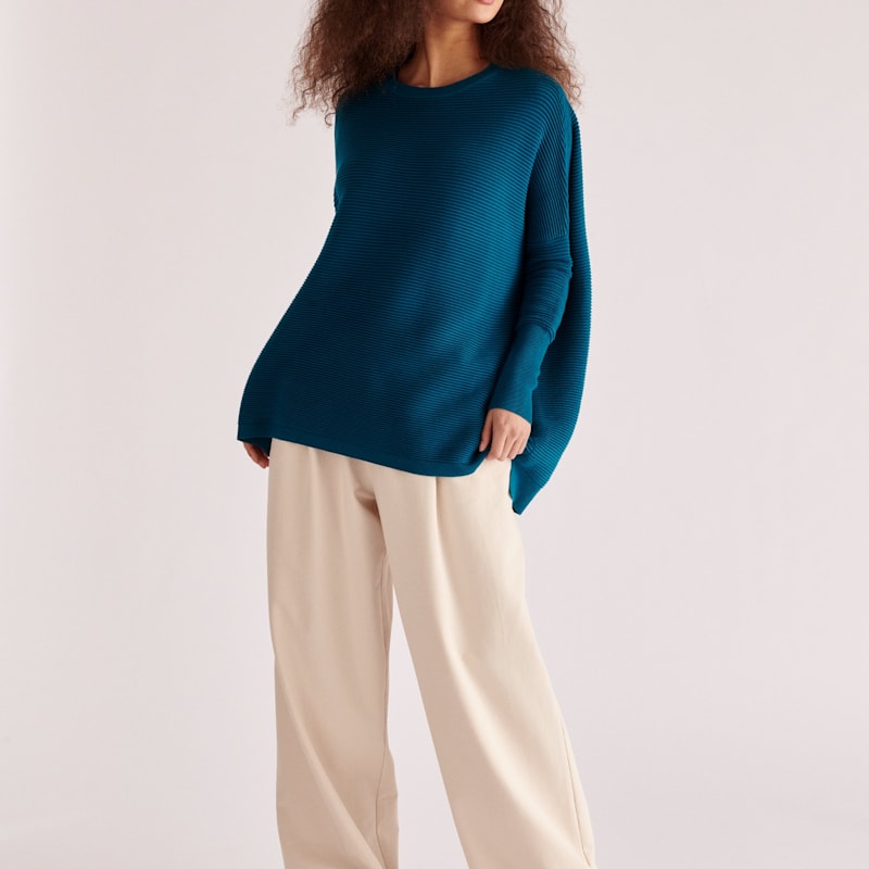 Thumbnail of Paisie Ribbed Jumper In Ocean Blue image