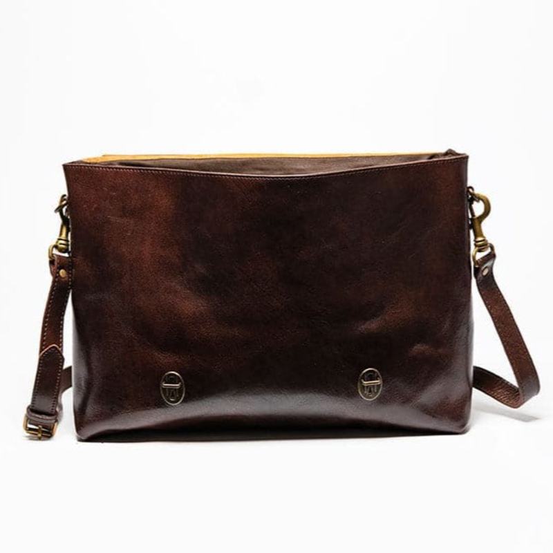 Thumbnail of Distressed Full-Grain Messenger Bag, Slim Laptop Shoulder Bag image