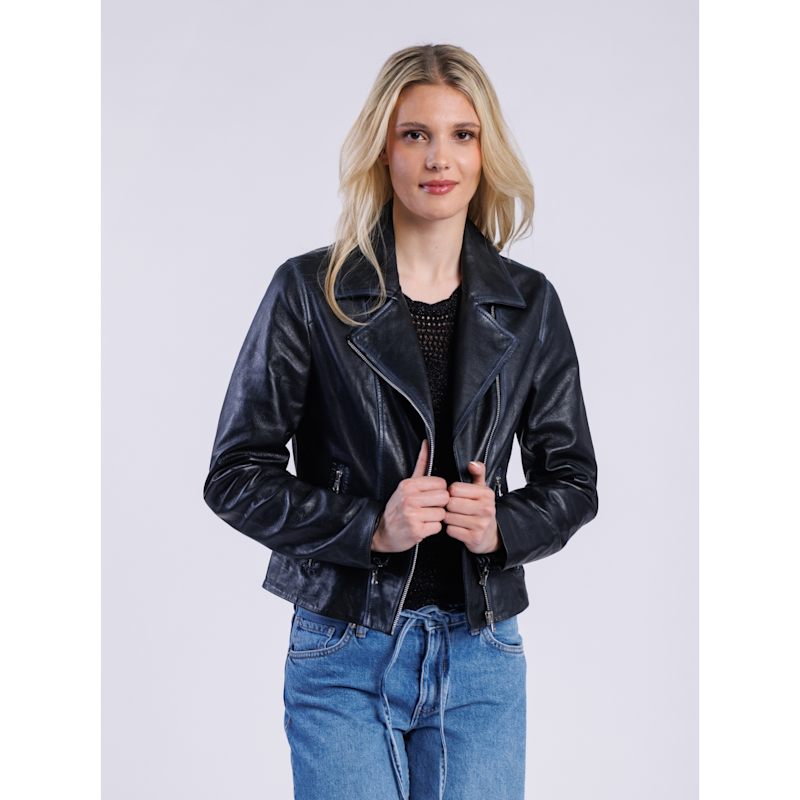 Thumbnail of Rivet Leather Biker Jacket Black image