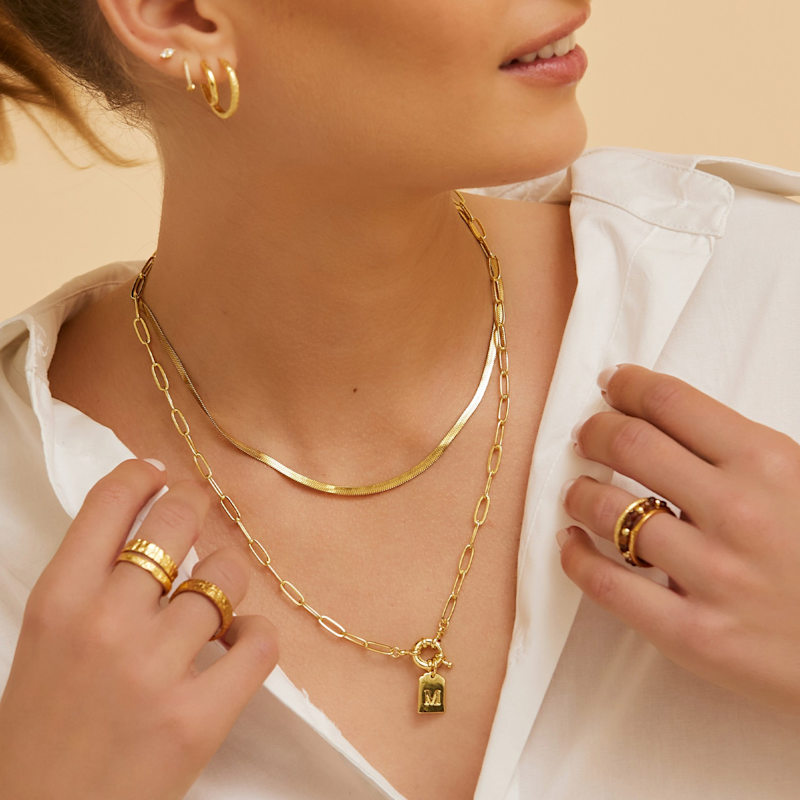 Thumbnail of Letter Gold Tag Necklace image