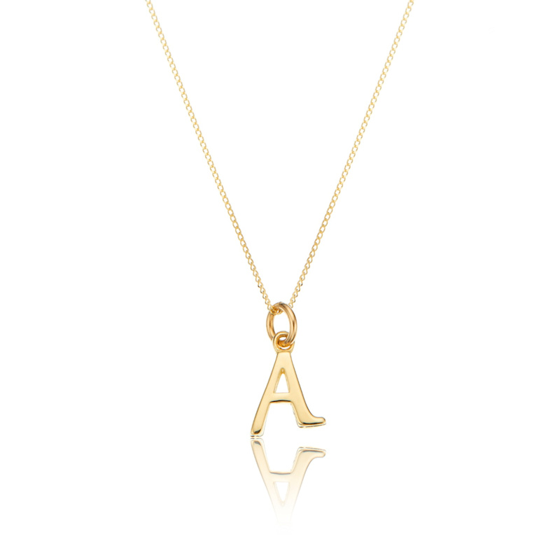 Thumbnail of Solid Gold Curve Initial Letter Necklace image