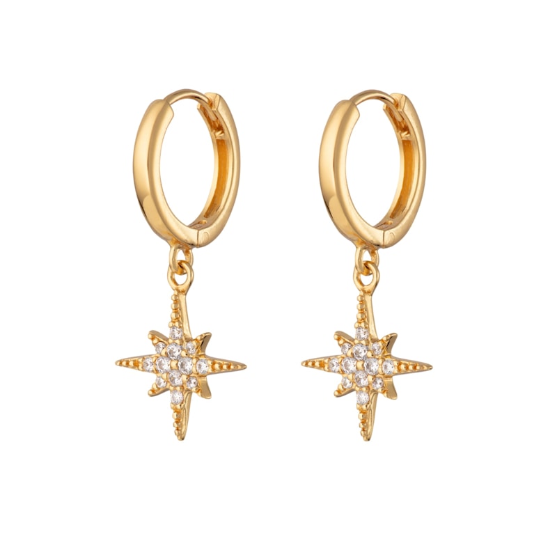 Thumbnail of Gold Starburst Hoop Earrings image