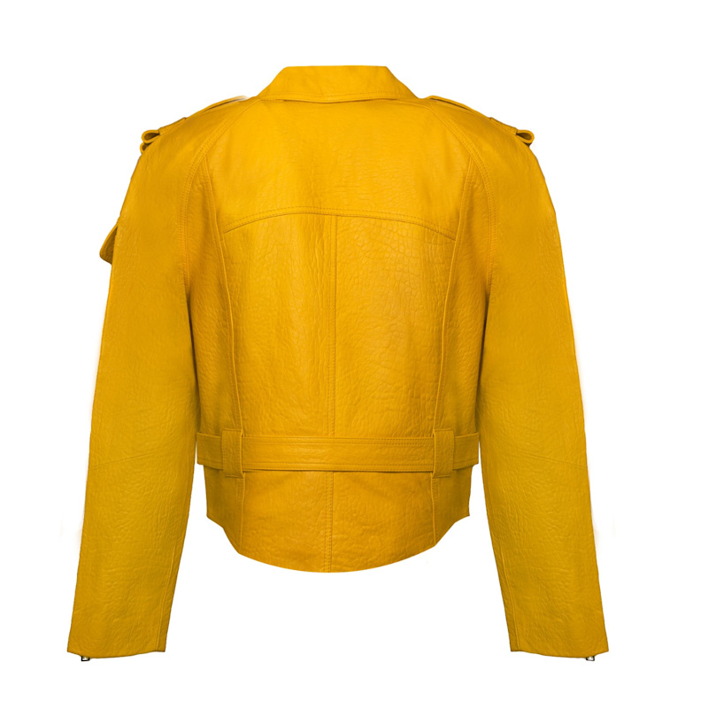 Thumbnail of Tequila Sunrise Yellow Biker Leather Jacket image