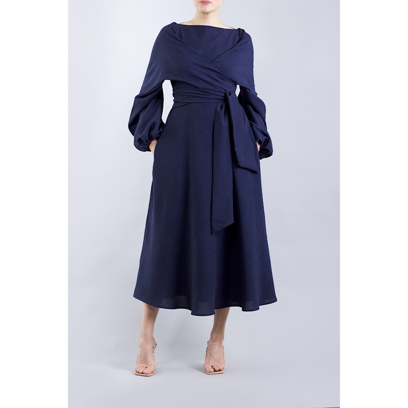 Thumbnail of Crawford Navy Midi Dress image