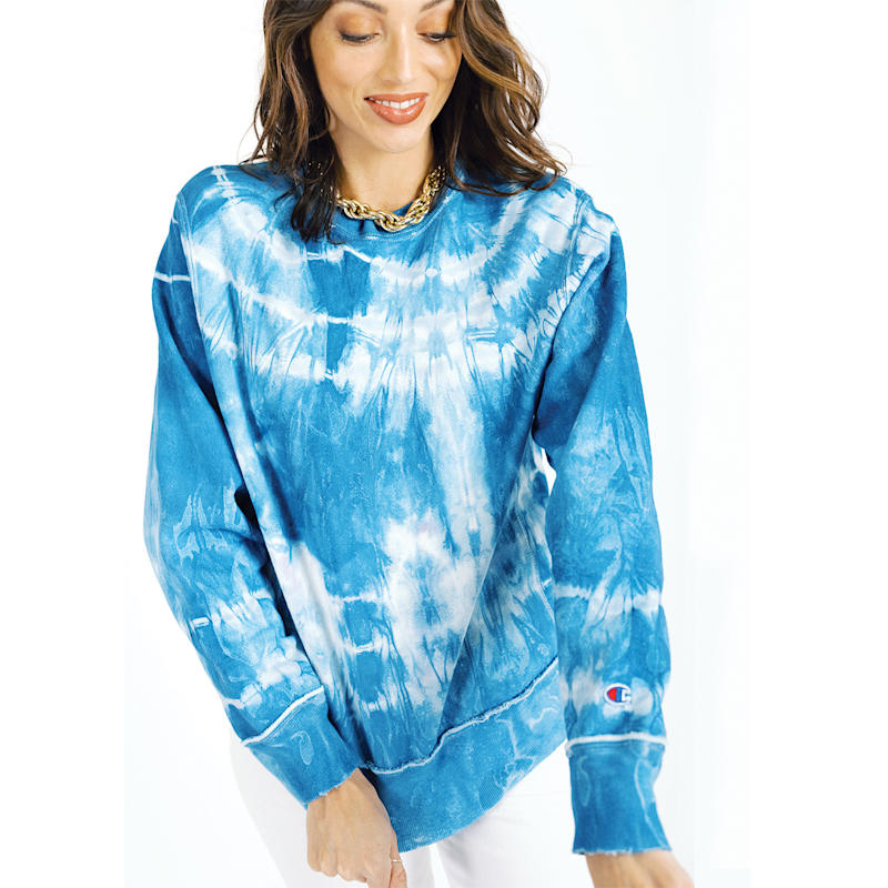 Thumbnail of Indigo Shibori Tie Dye Reconstructed Sweatshirt - Blue image