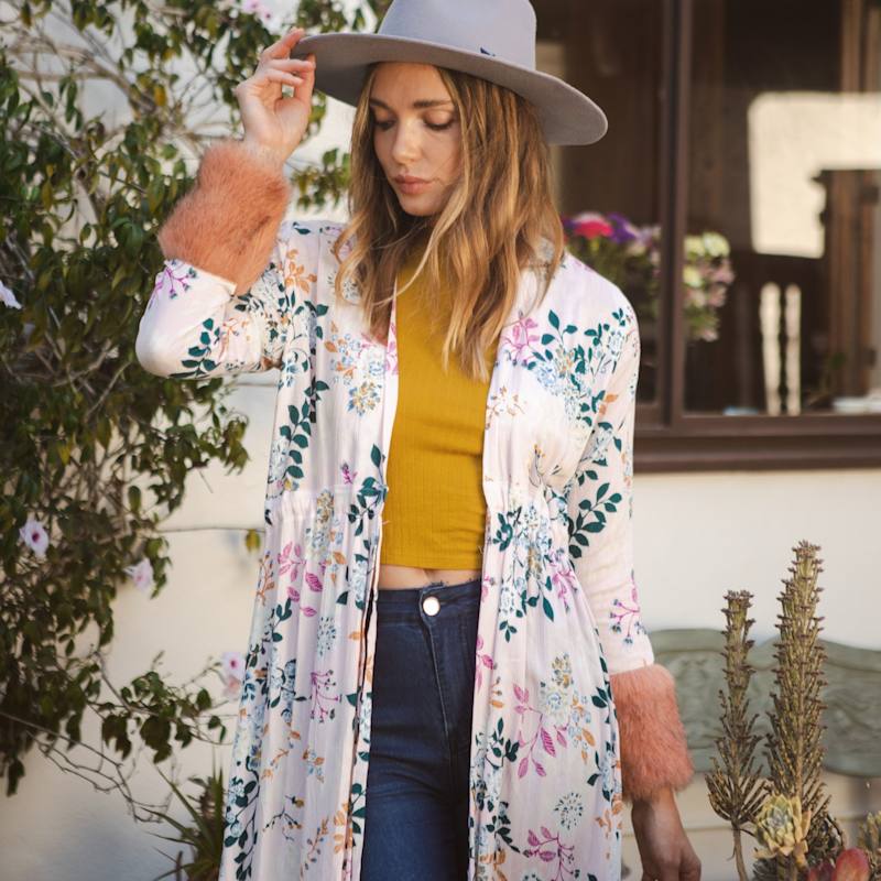 Thumbnail of Blush Garden Faux Fur Duster image