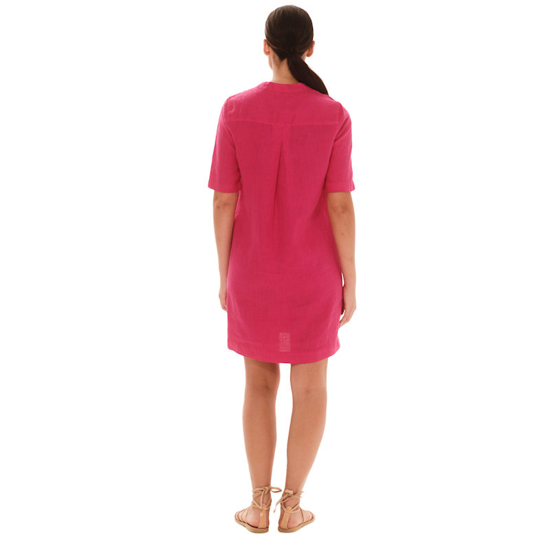knee length dresses for ladies Navy Linen Maxi Dress with Button Back main image 0