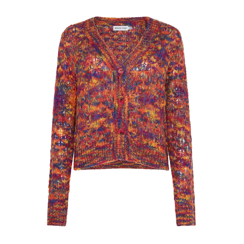 Thumbnail of V-Neck Mélange Knit Cardigan In Sunset Ember image