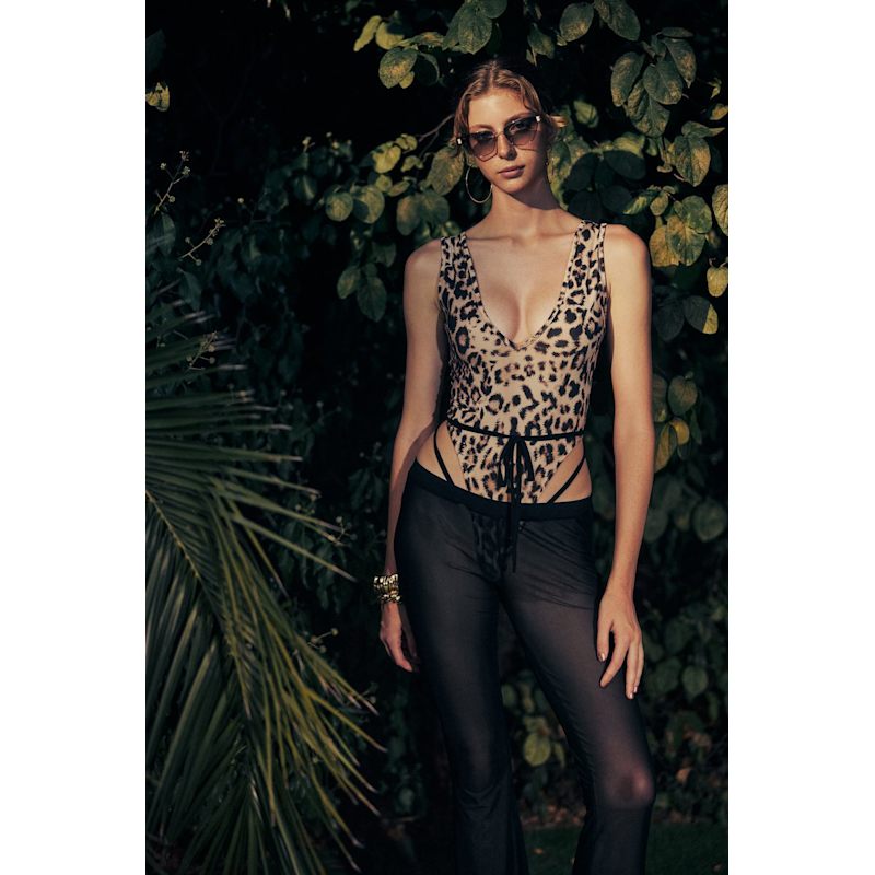 Thumbnail of V-Neck Thick Strap Leopard Bodysuit image