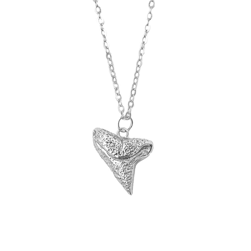 Thumbnail of 14K White Solid Gold Shark Tooth Necklace image