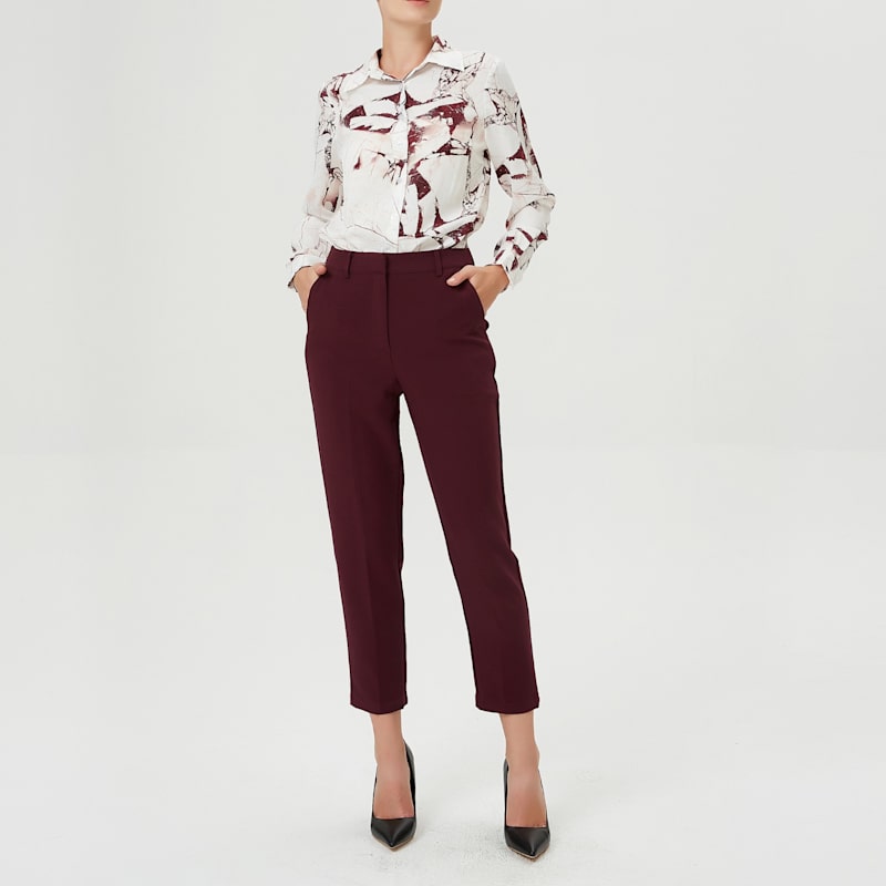 Thumbnail of Tapered Capri Pants -Burgundy image