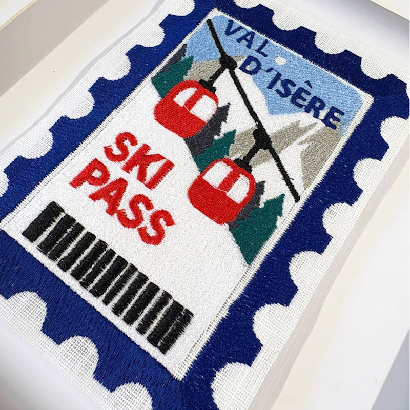Thumbnail of Val D'isere Embroidered Postcard Artwork image
