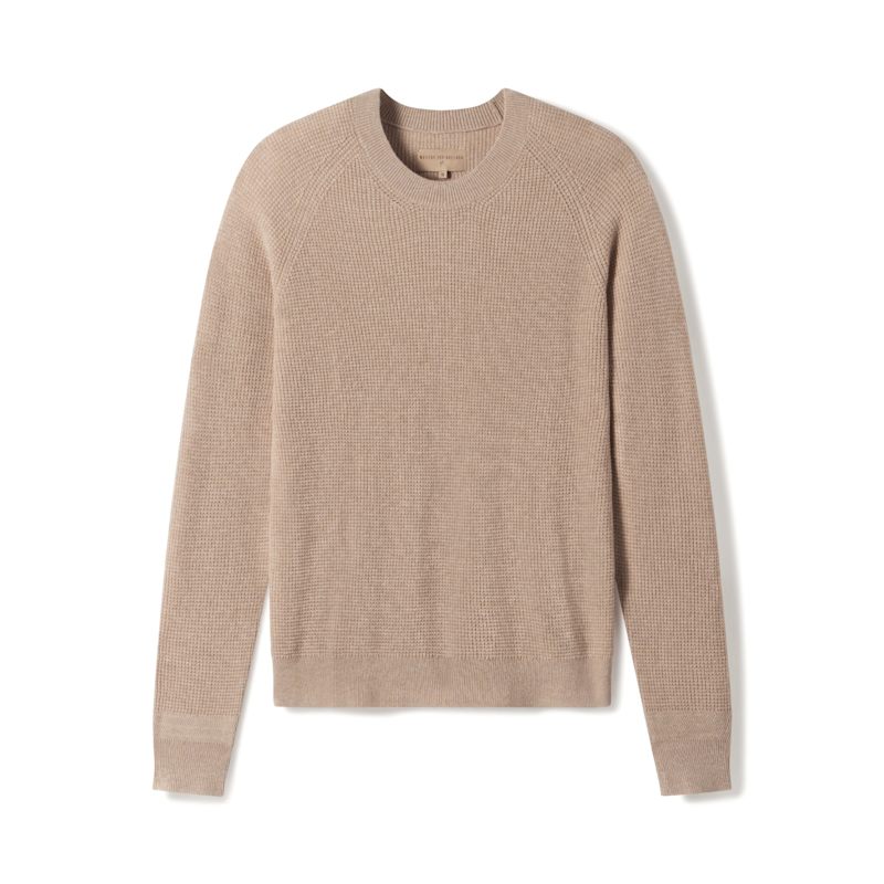 Thumbnail of Valen Waffle Knit Cashmere And Wool Fitted Lightweight Sweater - Wheat image