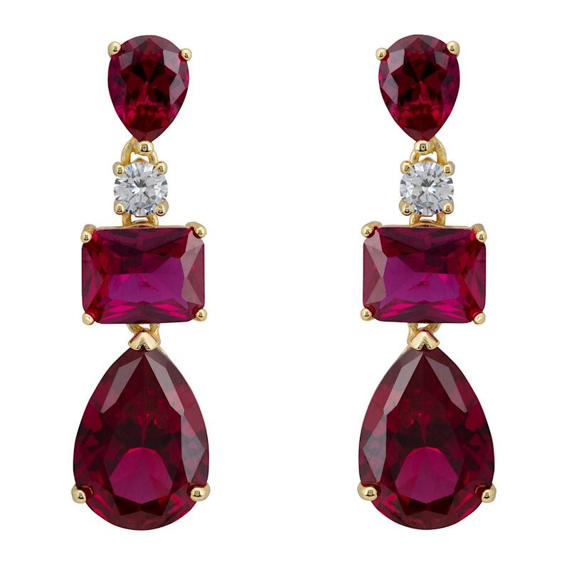 Thumbnail of Valentina Drop Earrings Gold Ruby image