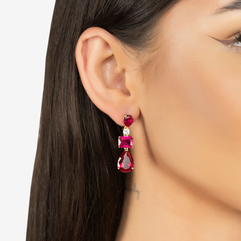 Thumbnail of Valentina Drop Earrings Gold Ruby image