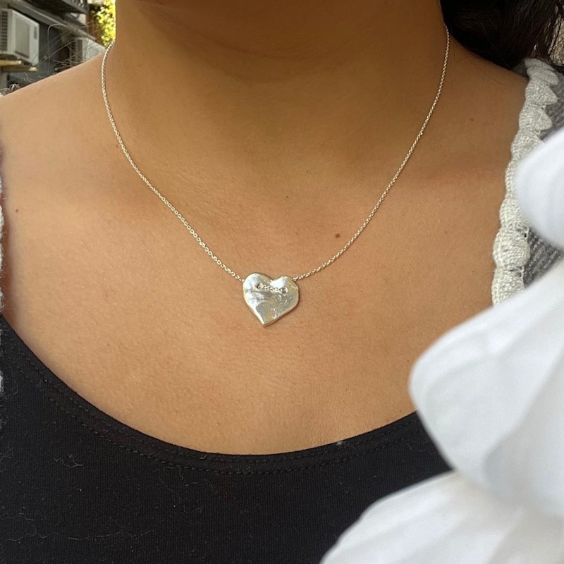 Thumbnail of Valentina Heart Charm Necklace Silver image