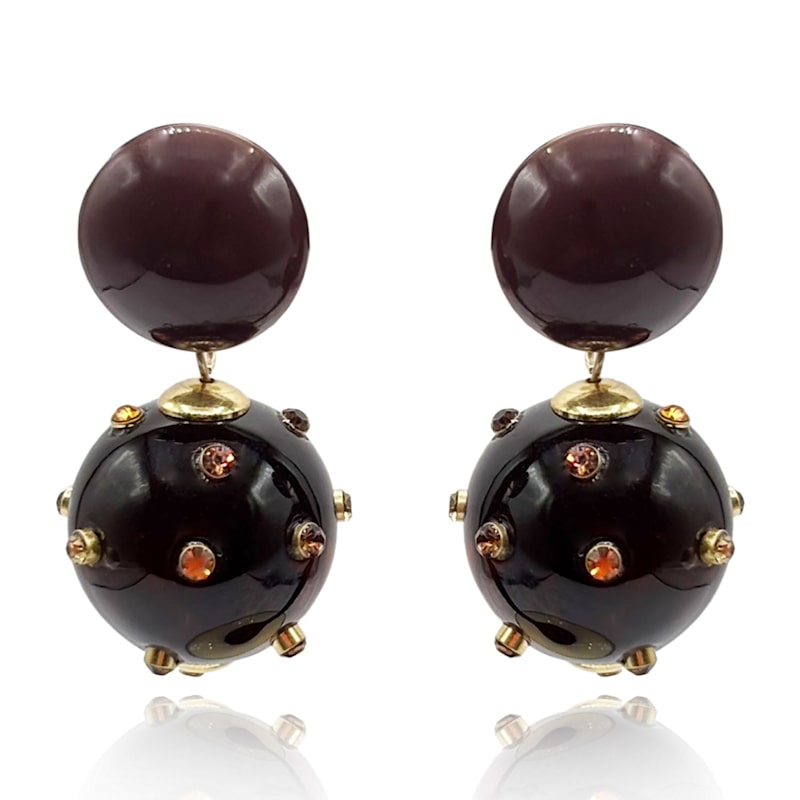 Thumbnail of Valentina Tortoise & Tortoise Resin Studded Pierced Earrings image