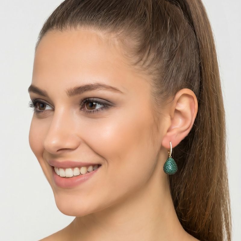 Thumbnail of Valerie Pear Drop Gemstone Earring Gold Emerald Green image