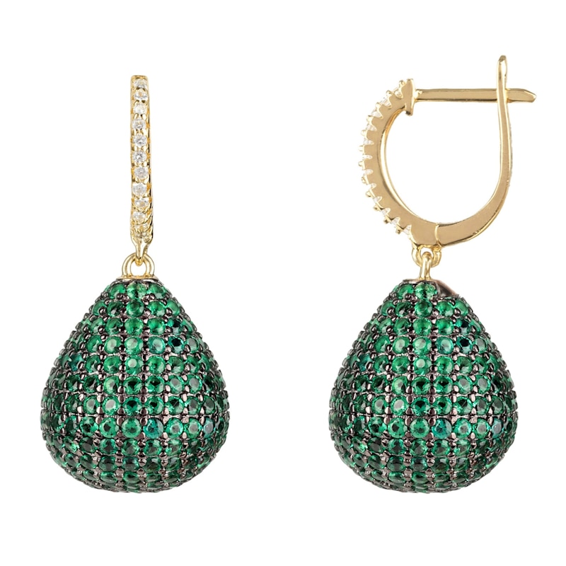 Thumbnail of Valerie Pear Drop Gemstone Earring Gold Emerald Green image