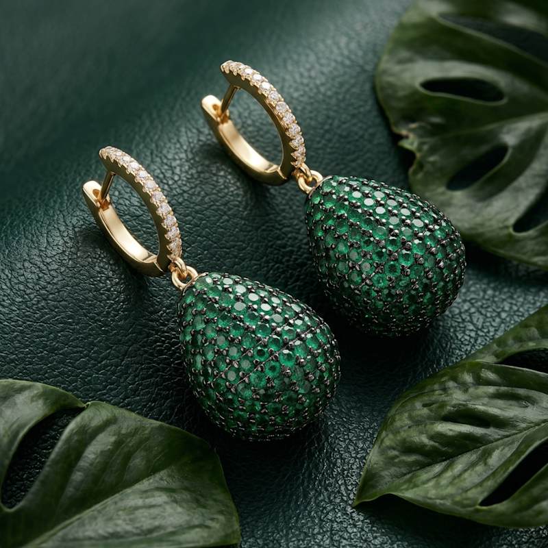 Thumbnail of Valerie Pear Drop Gemstone Earring Gold Emerald Green image