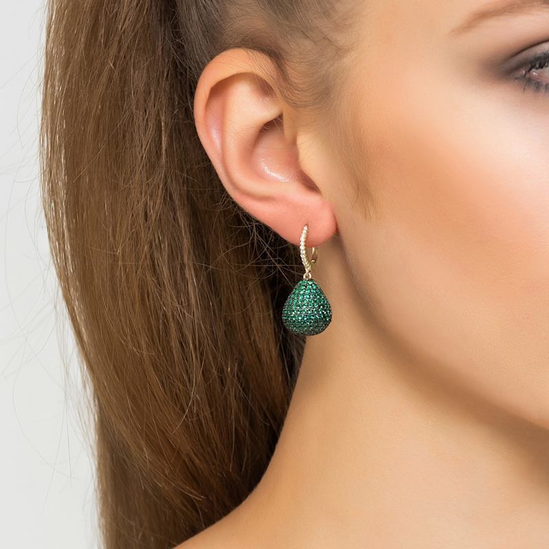 Thumbnail of Valerie Pear Drop Gemstone Earring Gold Emerald Green image