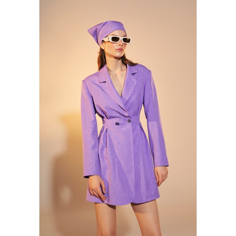 Thumbnail of Valerie Shoulder-Padded Blazer Dress In Mauve Mist image