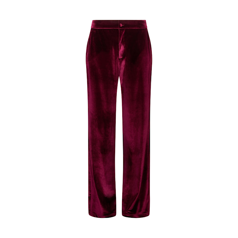 Thumbnail of Valerie Straight Leg Velvet Trouser In Burgundy image