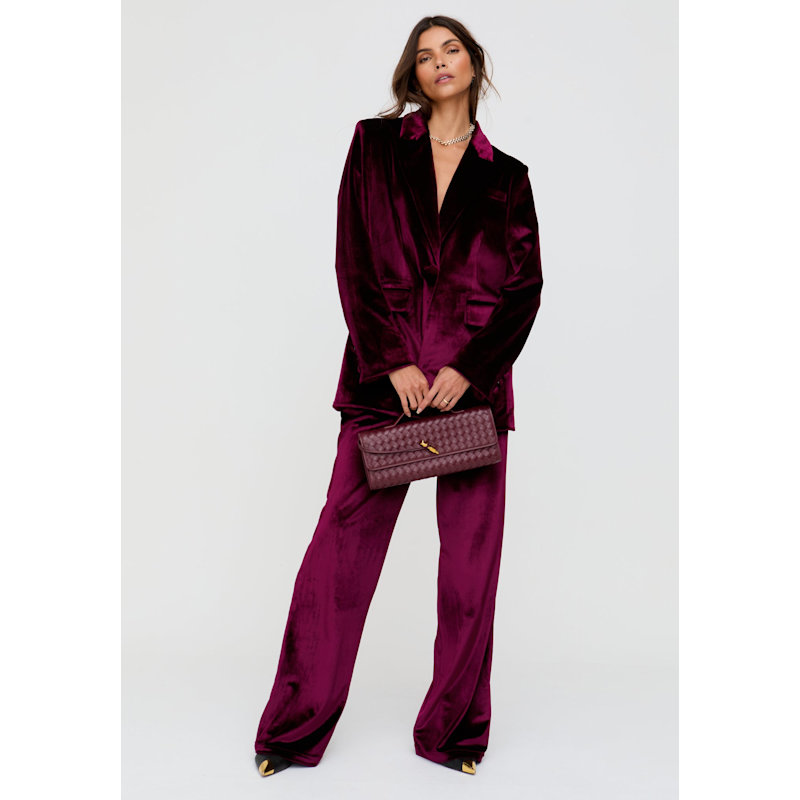 Thumbnail of Valerie Straight Leg Velvet Trouser In Burgundy image