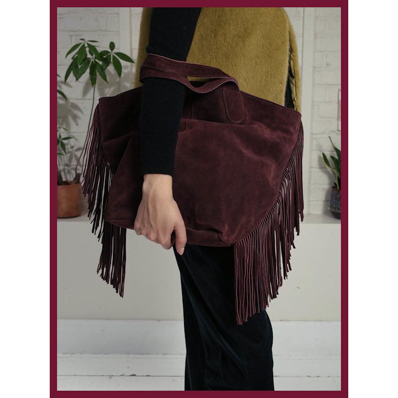 Thumbnail of Vancouver Suede Tote - Plum image