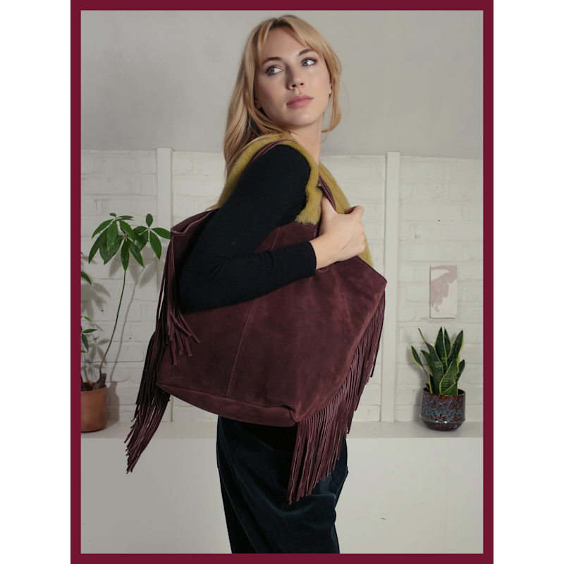 Thumbnail of Vancouver Suede Tote - Plum image