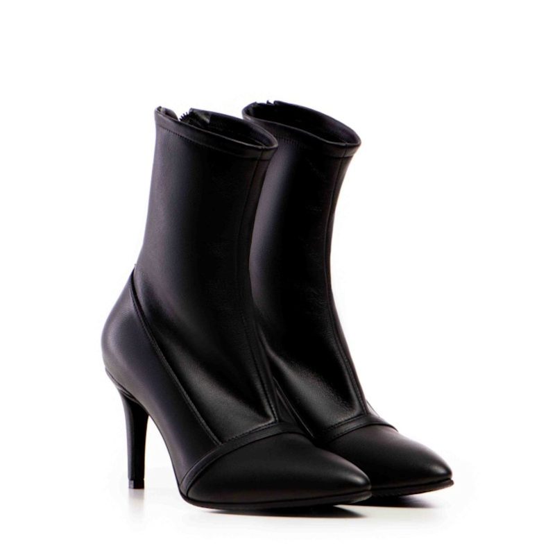 Thumbnail of Vanya Black Stretch Leather Mid-Boot image