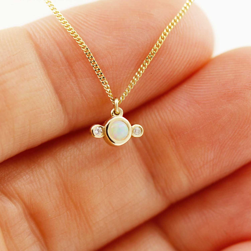 Thumbnail of Opal & Diamonds Necklace – Solid Gold image
