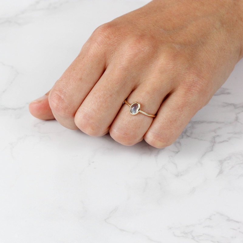 Thumbnail of Labradorite Rose Cut Ring - 9Ct Solid Gold image