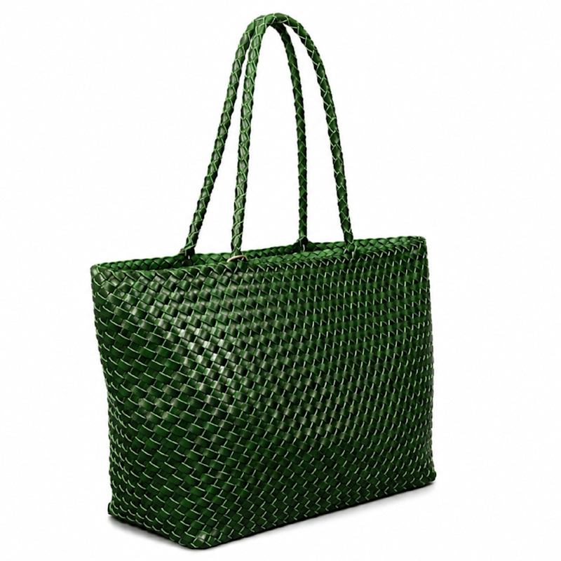 Thumbnail of Vegan Leather Weaving Shopping Bag 'Betty' - Green image