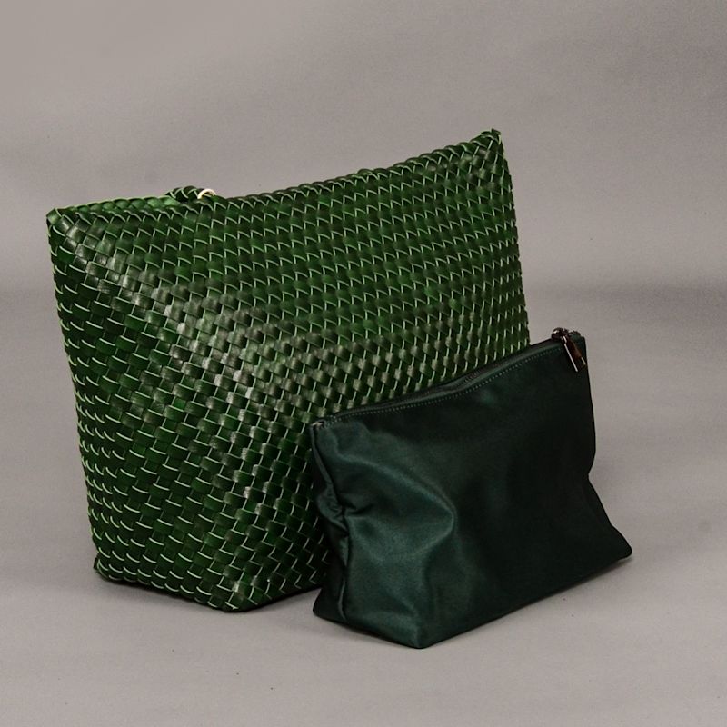 Thumbnail of Woven Eco Leather Handbag 'Amadea' - Green image