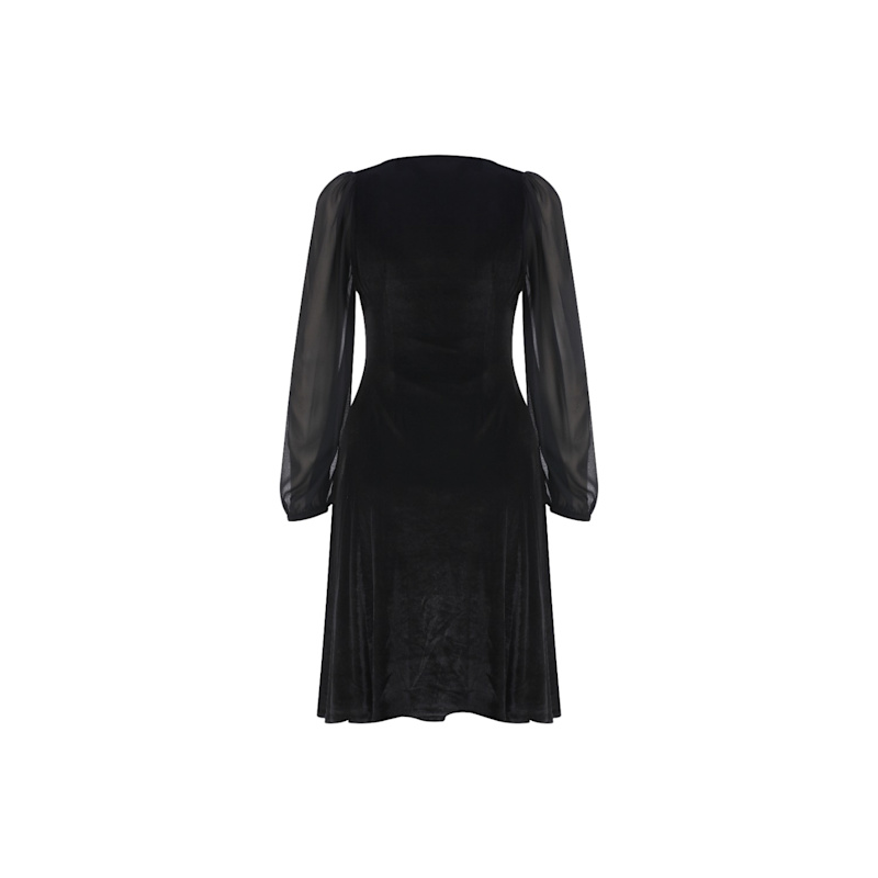 Velvet Chic Dress With Chiffon Sleeves by Kith&Kin
